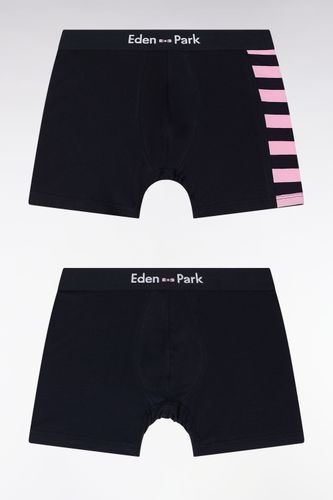 Lot De Deux Boxers En Jersey De Coton Stretch Marine Et Détails Cerclés - Eden Park - Modalova