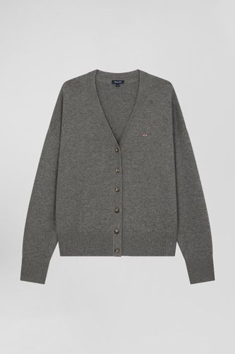 Cardigan en laine et coton gris chiné coupe Relaxed - Eden Park - Modalova