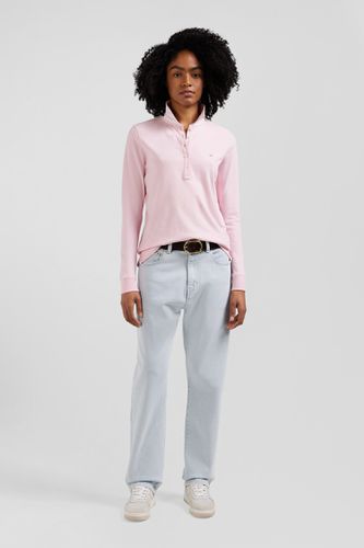 Polo manches longues en piqué coton stretch rose coupe Slim - Eden Park - Modalova