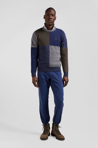 Pull Col Rond Colorblock Coupé-cousu En Coton Chiné Coupe Regular - Eden Park - Modalova