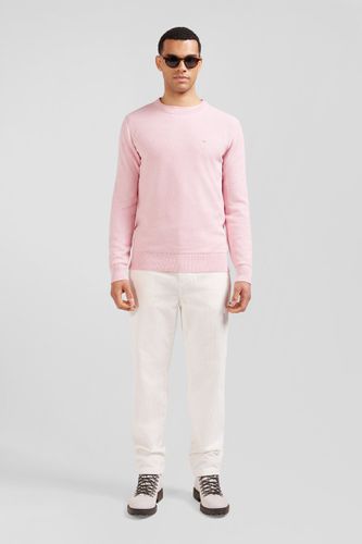 Pull col rond uni en coton rose coupe Regular - Eden Park - Modalova