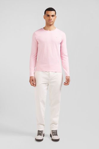 T-shirt manches longues en coton uni rose coupe Slim - Eden Park - Modalova