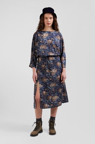 Robe en lyocell bleu marine manches longues à imprimé floral - Eden Park - Modalova