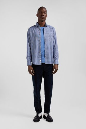 Chemise en popeline de coton bleu imprimé graphique coupe Slim - Eden Park - Modalova