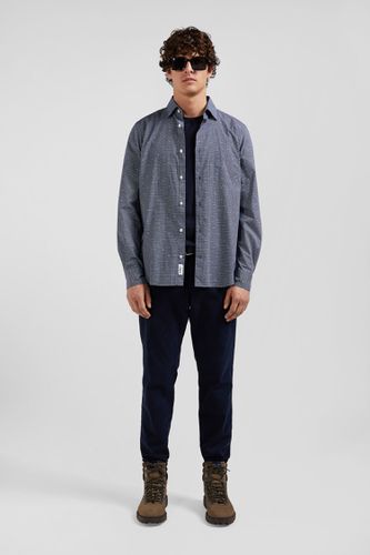 Chemise à micro-motifs en coton bleu marine coupe Slim - Eden Park - Modalova