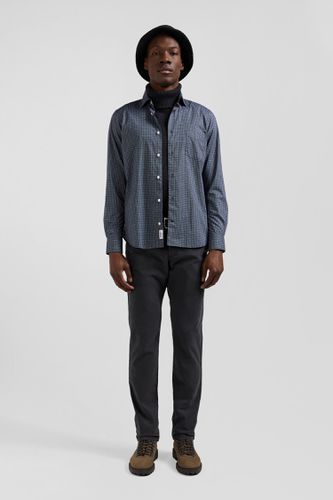 Chemise en coton à micro-carreaux bleu marine coupe Slim - Eden Park - Modalova