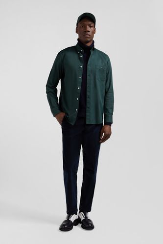 Chemise en piqué coton unie verte coupe Regular - Eden Park - Modalova