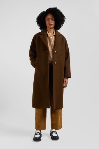 Manteau en drap de laine mélangée marron coupe Oversized - Eden Park - Modalova