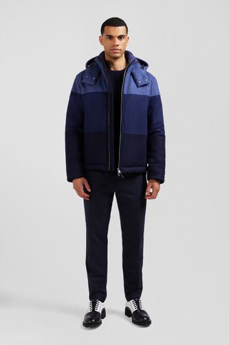 Blouson zippé à capuche en jersey de laine bleu marine - Eden Park - Modalova