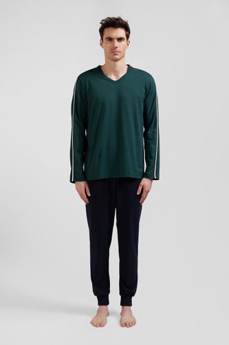 Pyjama long en coton vert - Eden Park - Modalova