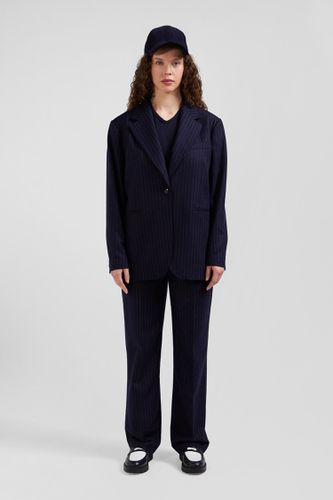 Veste blazer en laine bleu marine rayée coupe Oversized - Eden Park - Modalova