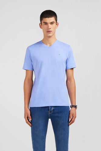 T-shirt Bleu Col V À Manches Courtes - EDEN PARK - Modalova