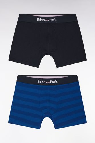 Lot De Deux Boxers En Jersey De Coton Stretch Marine Et Cerclé - Eden Park - Modalova