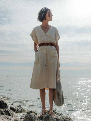 Robe mi-longue femme lin et viscose - Cyrillus - Modalova