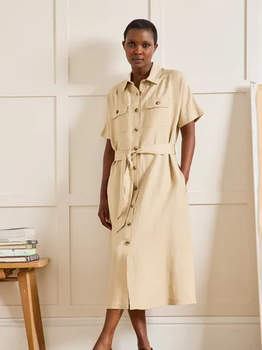 Robe-saharienne longue en lin et viscose - Cyrillus - Modalova