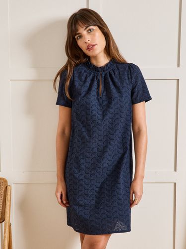 Robe courte broderie anglaise col volanté - Cyrillus - Modalova