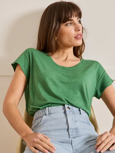 T-shirt col rond lin et viscose - Cyrillus - Modalova
