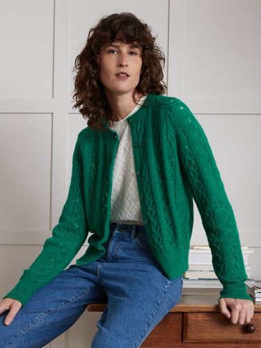 Cardigan torsades avec laine et mohair - Cyrillus - Modalova