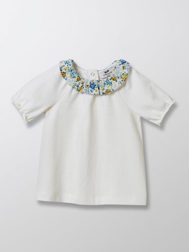 T-shirt col en tissu Liberty Bébé - Coton bio - Cyrillus - Modalova