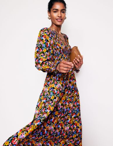 Robe midi Gemma à smocks-Chou kale, motif Meadow Pop - Boden - Modalova