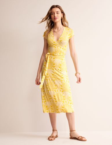 Robe portefeuille Joanna à mancherons-Fruit de la passion, motif Gardenia Swirl - Boden - Modalova