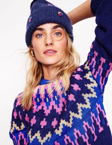 Bonnet en maille ornementé- Marine, Petits Pois - Boden - Modalova