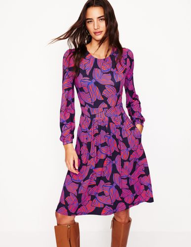 Robe Alexandra à manches blousantes en jersey- marine foncé, nœuds éparpillés - Boden - Modalova