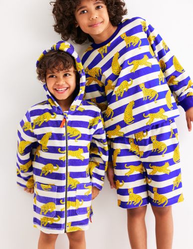 Poncho en éponge à fermeture zippée-Rayé léopard bleu vif - Boden - Modalova