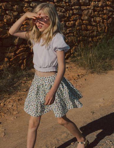Jupe imprimée double-étoffe-Motif petites fleurs ivoire doux - Boden - Modalova