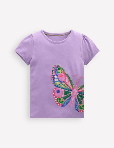 Top à manches bouffantes et super surpiqûres-Papillon violette de Parme - Boden - Modalova