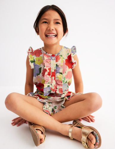 Combishort boutonné à volants-Motif Summer Garden multi - Boden - Modalova