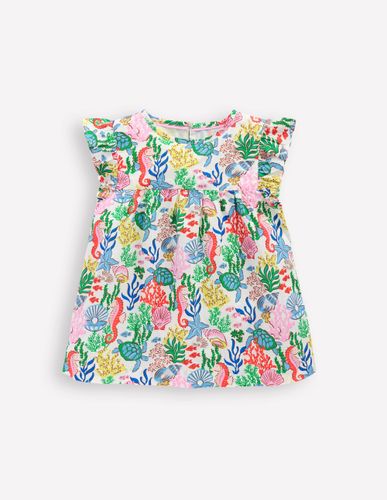 Top tissé à manches volantées-Motif Coral Cove multi - Boden - Modalova