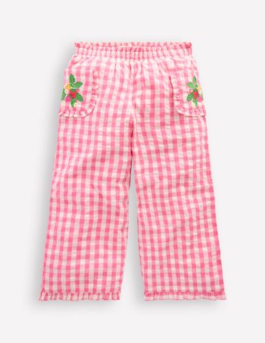 Pantalon volanté d'antan-Vichy rose brodé - Boden - Modalova