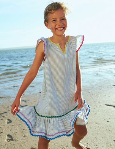 Robe de plage Emmy tissée-Rayé style coutil bleu - Boden - Modalova