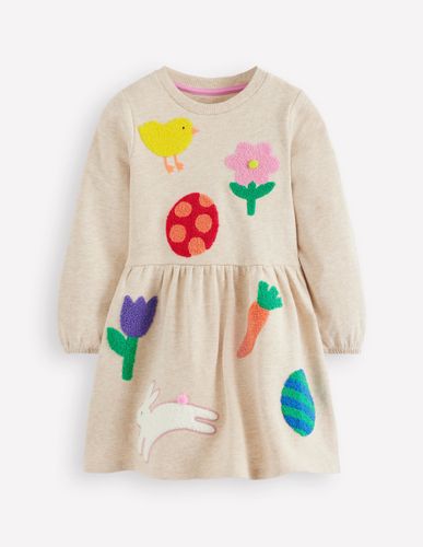 Robe-sweat en bouclé à appliqué-Écussons de Pâques avoine chiné - Boden - Modalova