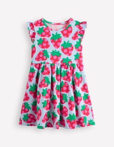 Robe Posie à manches volantées-Fraise à pois bleu brumeux - Boden - Modalova