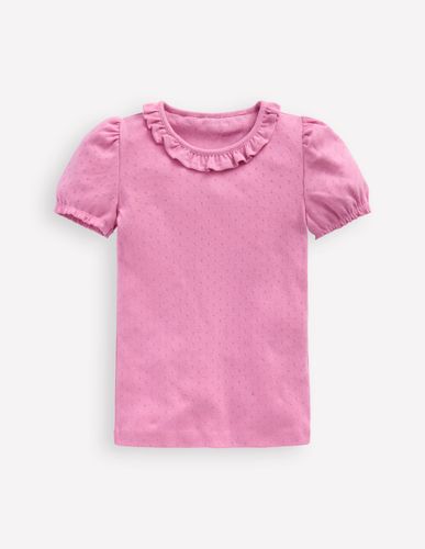 Top manches courtes en pointelle à volants-Mauve vintage - Boden - Modalova