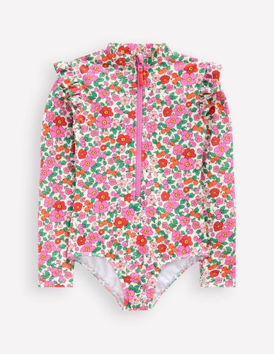 Maillot de bain manches longues à volants-Fleur de pommier rose - Boden - Modalova