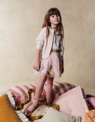 Jupe en tulle à appliqué-Lapins rose français - Boden - Modalova