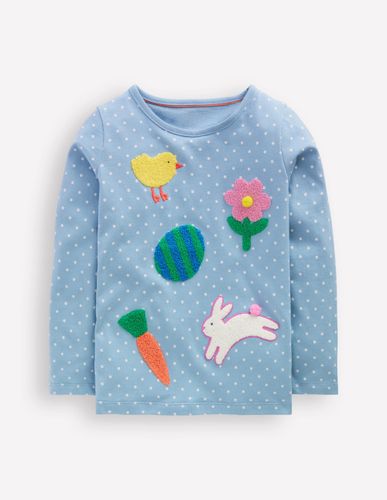 T-shirt manches longues en bouclé-Pois de Pâques bleu glacier - Boden - Modalova