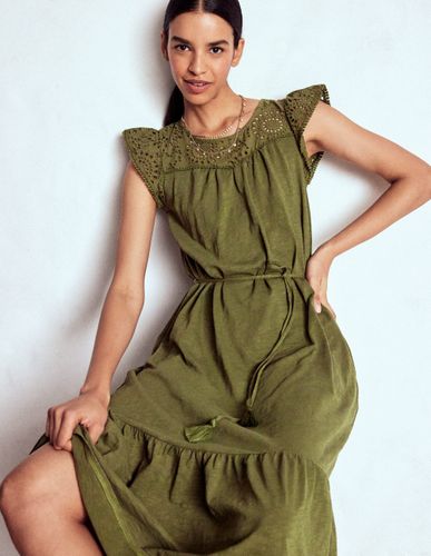 Robe midi Juliet à broderie anglaise-Vert des bois - Boden - Modalova