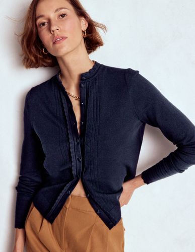 Gilet festonné en coton Angela-Bleu marine - Boden - Modalova