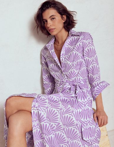 Robe-chemise midi Amy en coton-Joli violet, motif Deco Palm - Boden - Modalova