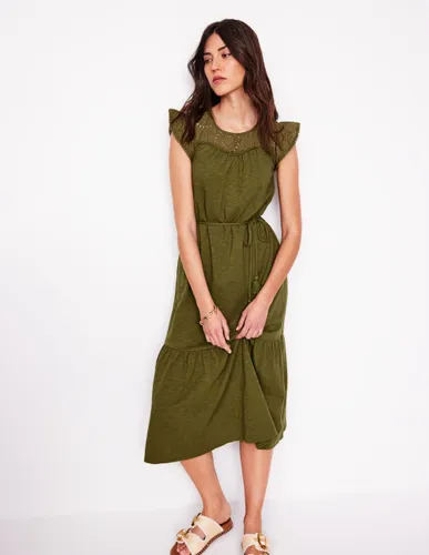 Robe midi Juliet à broderie anglaise-Vert des bois - Boden - Modalova