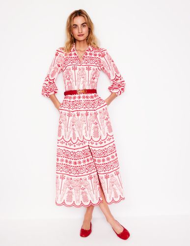 Robe-chemise Clara à broderie anglaise-Rouge coquelicot, broderie anglaise perroquet - Boden - Modalova
