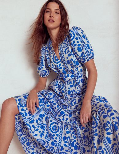 Robe longue Christabel en coton-Bleu galerie, motif Walled Garden - Boden - Modalova