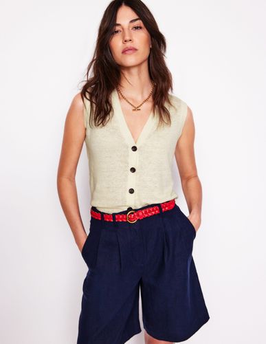 Gilet de costume col V en lin-Black - Boden - Modalova