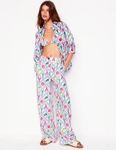 Pantalon Westbourne en lin-Ivoire, motif Tropical Bonanza Vine - Boden - Modalova