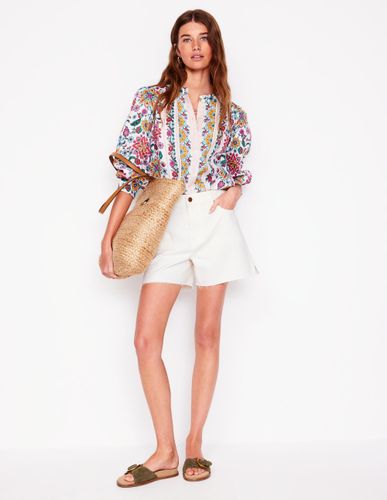 Short en jean à bords francs-Blanc - Boden - Modalova