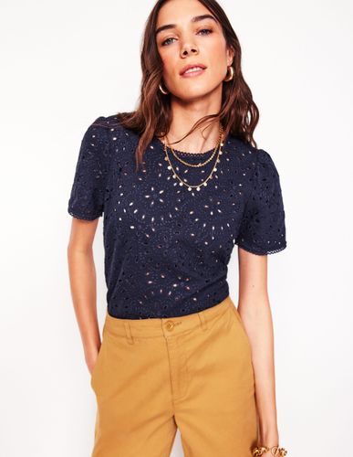 Top Edi brodé-Bleu Marine, Petits Pois - Boden - Modalova